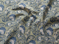 Hand Block Print Cotton Fabric: Green and Blue Floral Indian Fabric