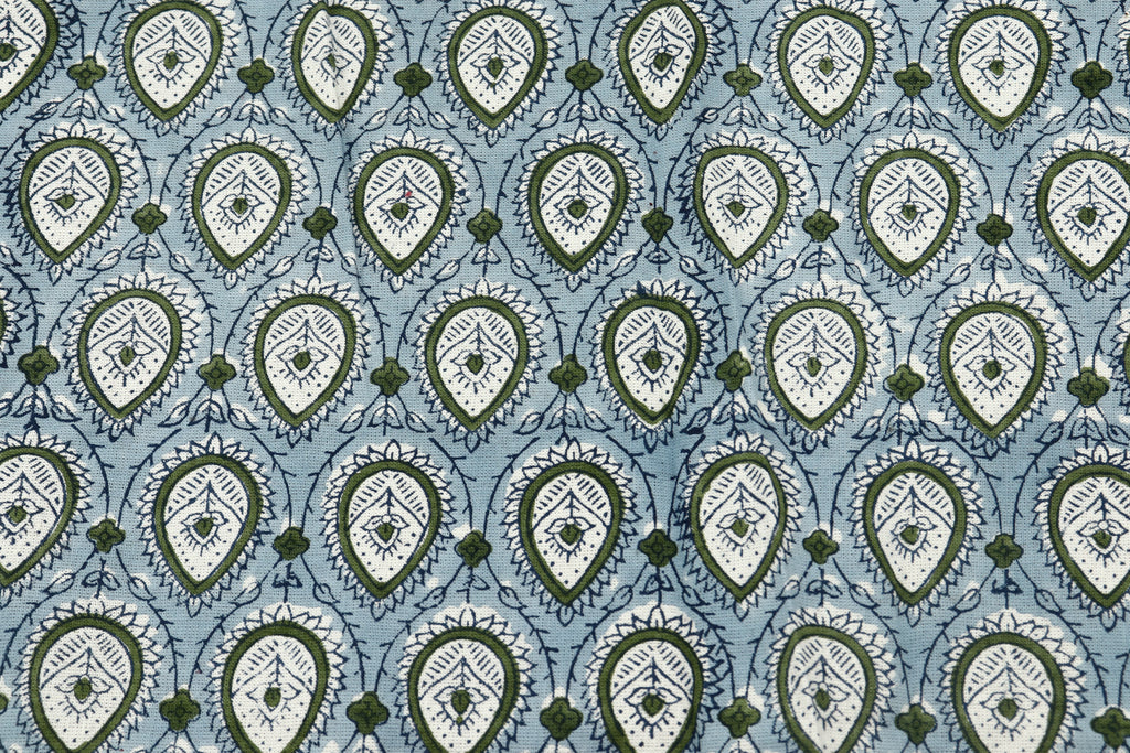 Indian Cotton Fabric: Mughal Block Print, Soft Cambric Cotton