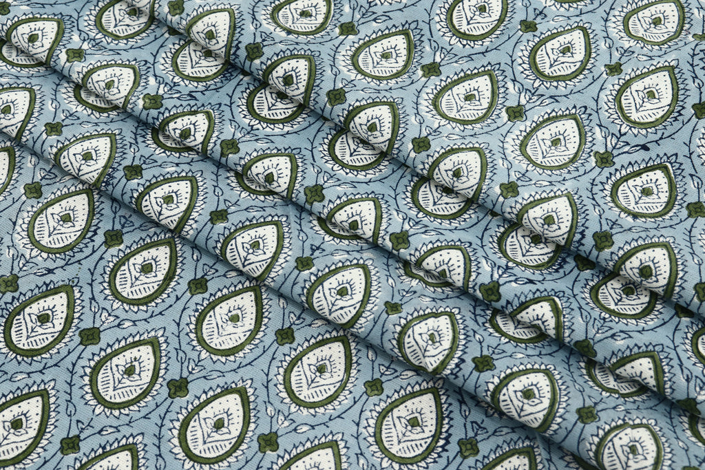 Indian Cotton Fabric: Mughal Block Print, Soft Cambric Cotton