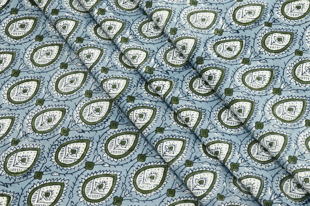 Indian Cotton Fabric: Mughal Block Print, Soft Cambric Cotton