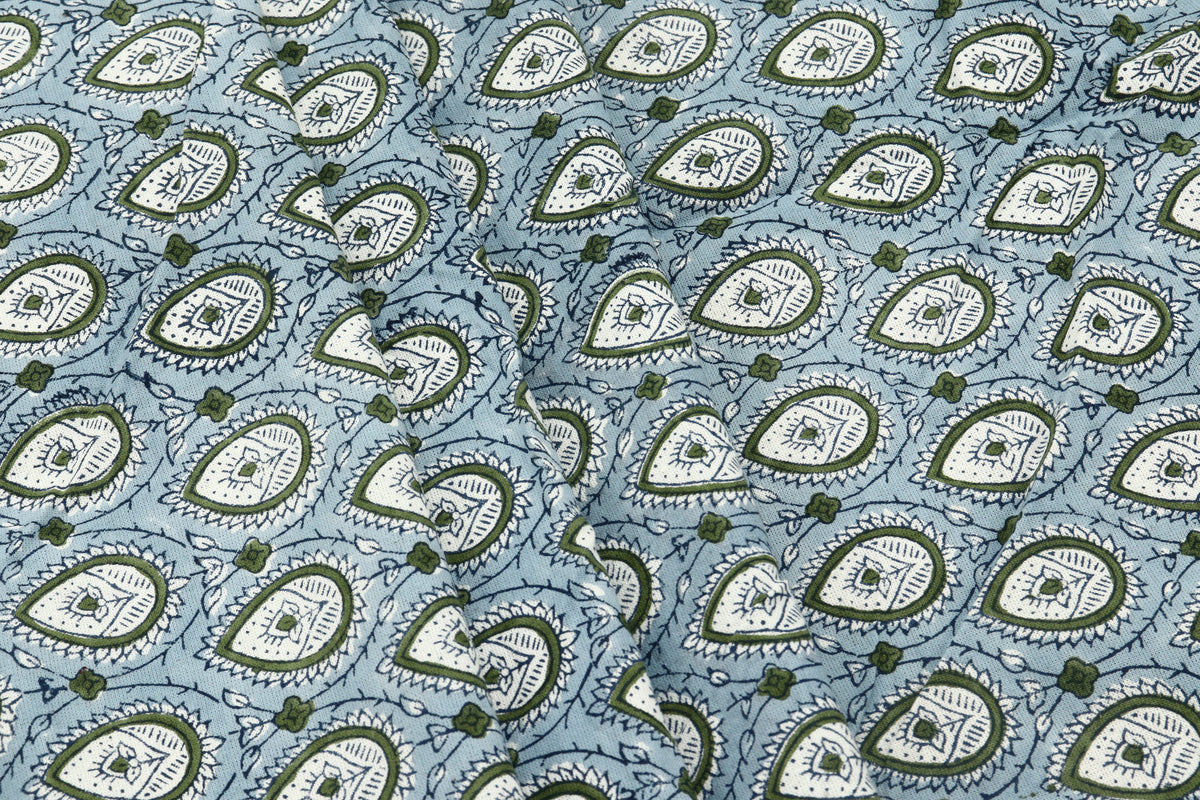 Indian Cotton Fabric: Mughal Block Print, Soft Cambric Cotton
