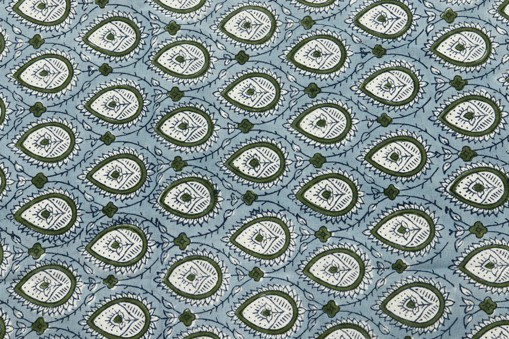 Indian Cotton Fabric: Mughal Block Print, Soft Cambric Cotton