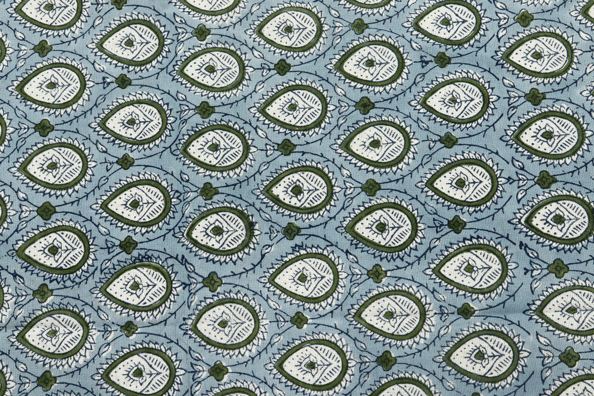 Indian Cotton Fabric: Mughal Block Print, Soft Cambric Cotton