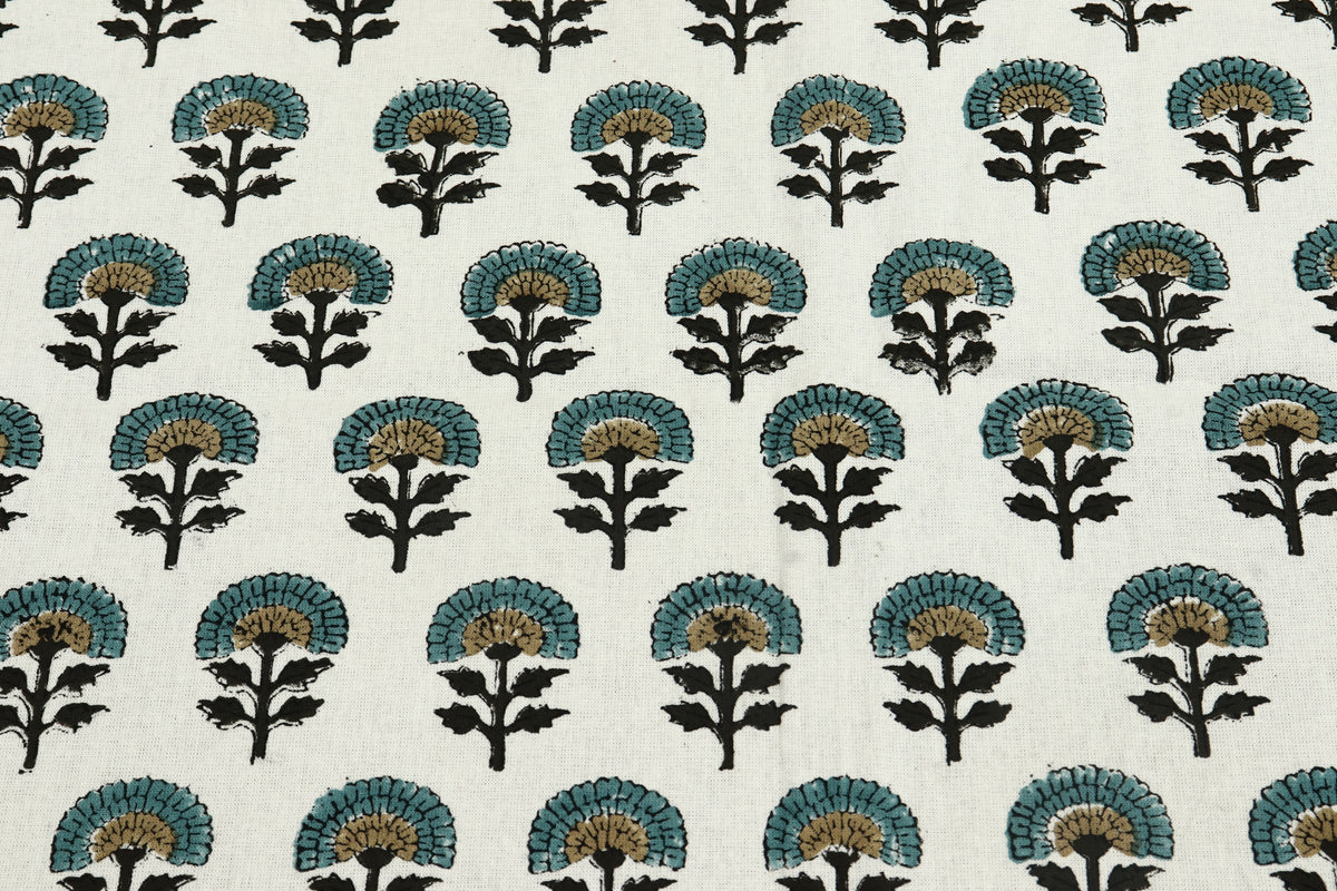 Mughal Print Cotton Fabric By The Yard: Indian Block Print