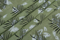 Green & White Floral Block Print Linen Fabric: Indian Mughal Style
