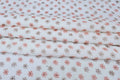 Mughal Floral Block Print Fabric: Peach, Brown, and White Linen