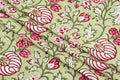 Green and Pink colour Pure Cotton Block Print Fabric by the Yard, fabric by the meter, Indian Wood Block, Handstamped