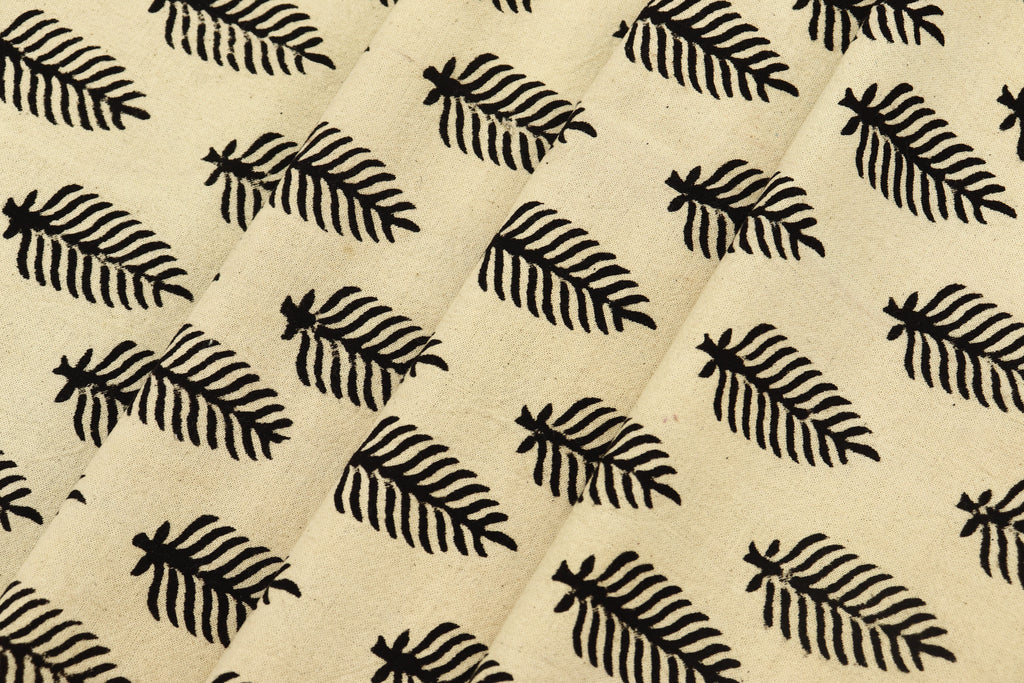 Beige and Black colour Pure cotton Indian block print fabric by the yard, Fabric sample, Indian wood block, Fabric by the meter