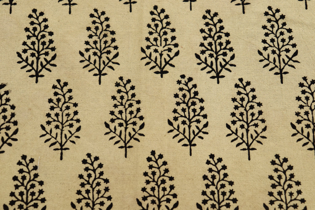 Mughal Print Cotton Fabric: Hand-Stamped Floral Dress Fabric