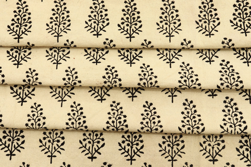 Mughal Print Cotton Fabric: Hand-Stamped Floral Dress Fabric