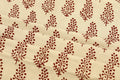 Hand Block Print Cotton Fabric: Beige and Red Floral Indian Fabric
