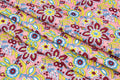 Mughal Floral Print Cotton Fabric: Pink Maroon Handstamped Cloth