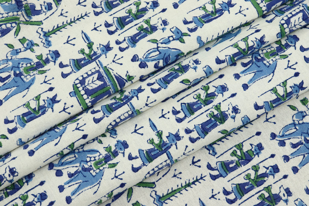 Mughal Print Cotton Fabric: Hand Stamped Indian Block Print