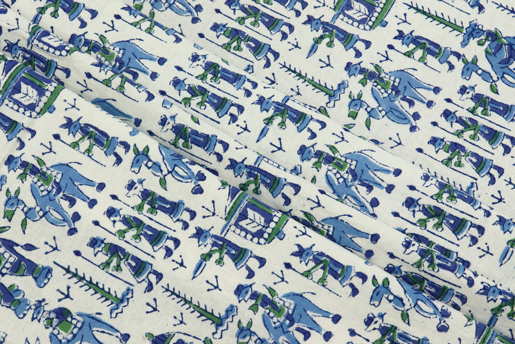 Mughal Print Cotton Fabric: Hand Stamped Indian Block Print