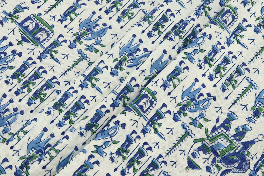 Mughal Print Cotton Fabric: Hand Stamped Indian Block Print