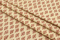 Hand Stamped Cotton Fabric: Beige & Red Mughal Print, Lightweight Summer Dress Material