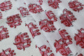 Pink & White Floral Block Print Linen Fabric - Indian Cotton By The Yard