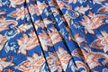 Mughal Print Cotton Fabric: Blue & Orange Indian Blockprint