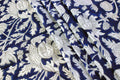 Blue & White Floral Block Print Cotton Fabric - Indian Summer Dress Fabric