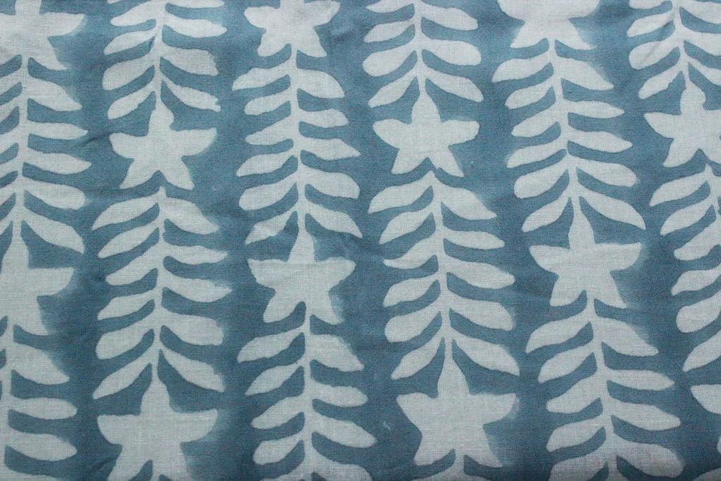 Mughal Print Cotton Fabric: Blue & White Indian Blockprint