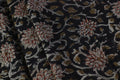 Black Cotton Traditional Floral Hand Block Print Unstiched Material For Men's Kurta Shirts & Women's Kurti and Other Dress Material