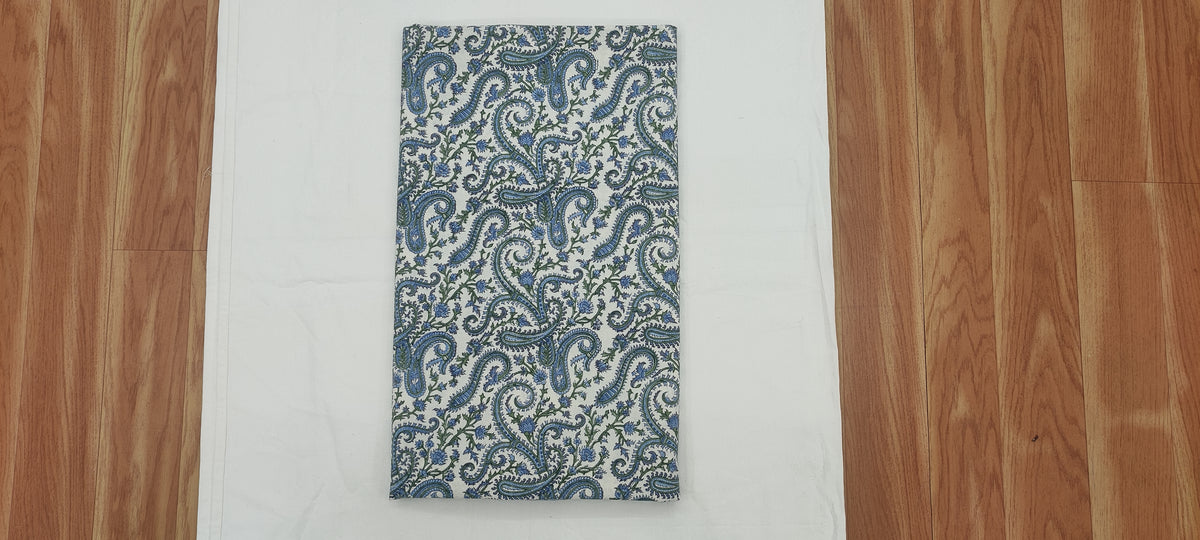 Hand Block Print Cotton Fabric: Mughal Paisley Floral, Indian Sewing Fabric
