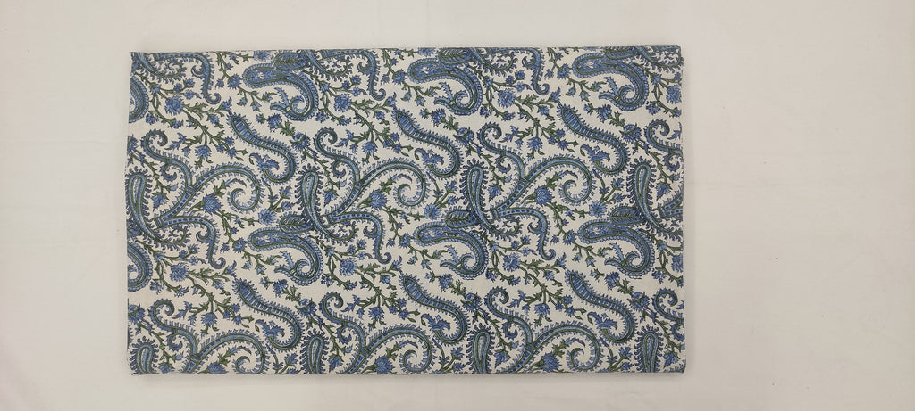 Hand Block Print Cotton Fabric: Mughal Paisley Floral, Indian Sewing Fabric