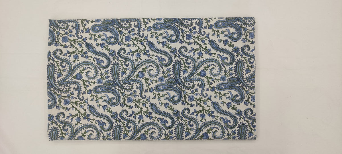 Hand Block Print Cotton Fabric: Mughal Paisley Floral, Indian Sewing Fabric