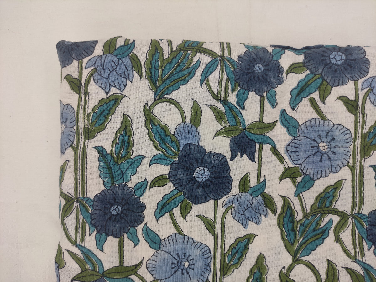 Indian Cotton Fabric: Floral Wood Block Print, Summer Dress Sewing Fabric