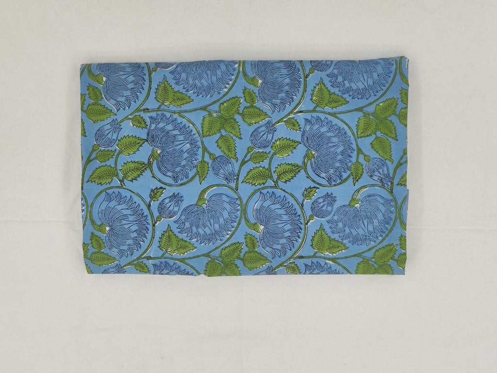 Mughal Floral Print Cotton Fabric: Indian Hand Block Print