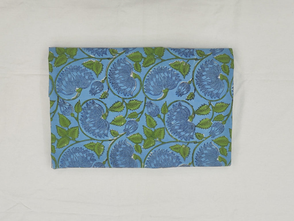 Mughal Floral Print Cotton Fabric: Indian Hand Block Print