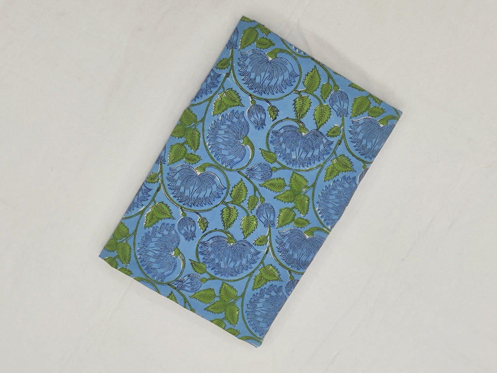Mughal Floral Print Cotton Fabric: Indian Hand Block Print