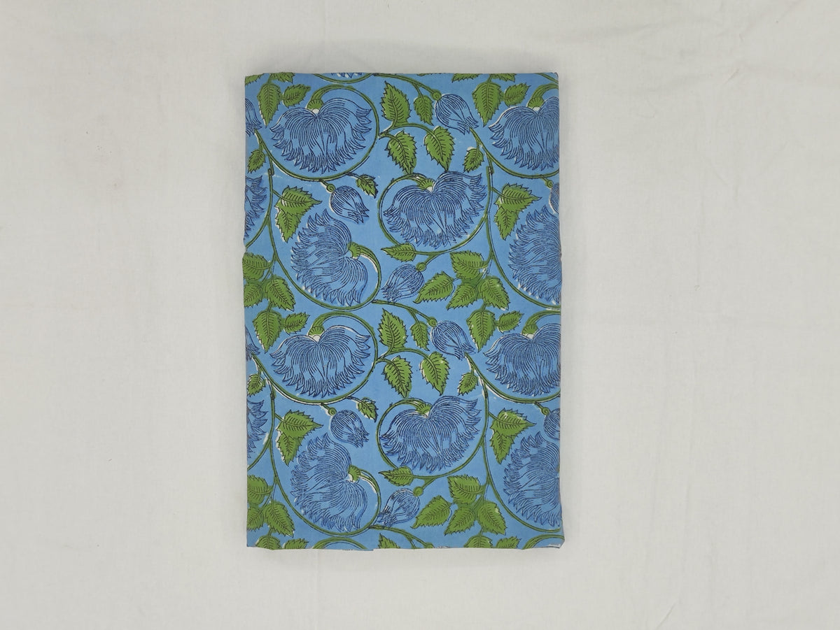 Mughal Floral Print Cotton Fabric: Indian Hand Block Print
