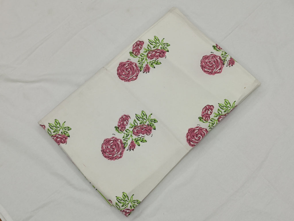 Floral Block Print Cotton Fabric: Hand Stamped Indian Fabric