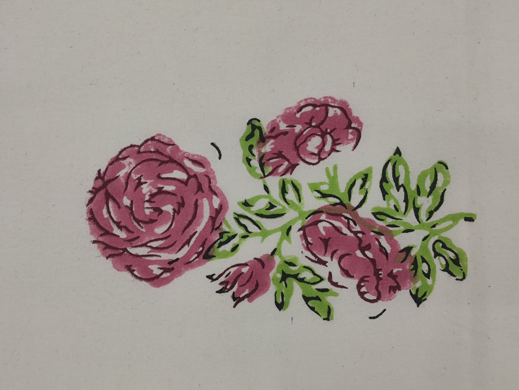 Floral Block Print Cotton Fabric: Hand Stamped Indian Fabric
