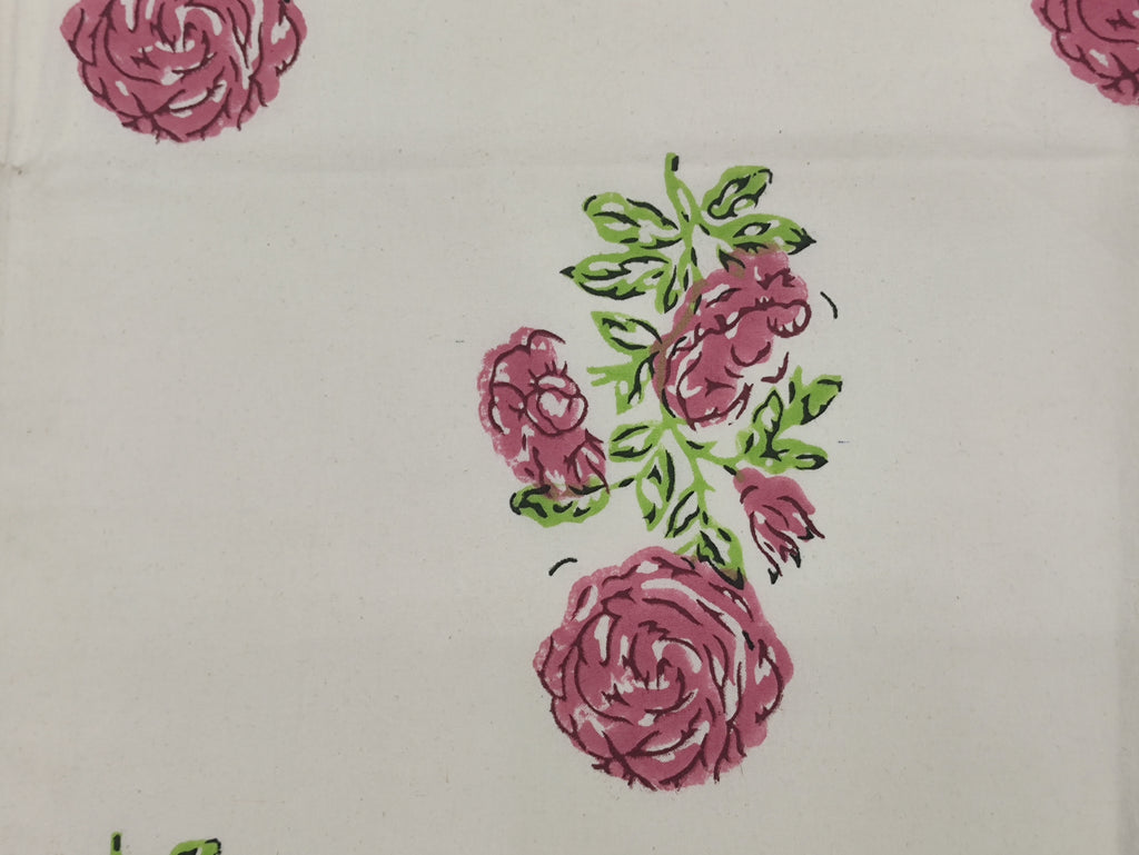 Floral Block Print Cotton Fabric: Hand Stamped Indian Fabric