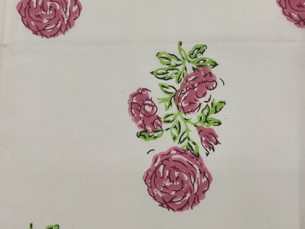 Floral Block Print Cotton Fabric: Hand Stamped Indian Fabric