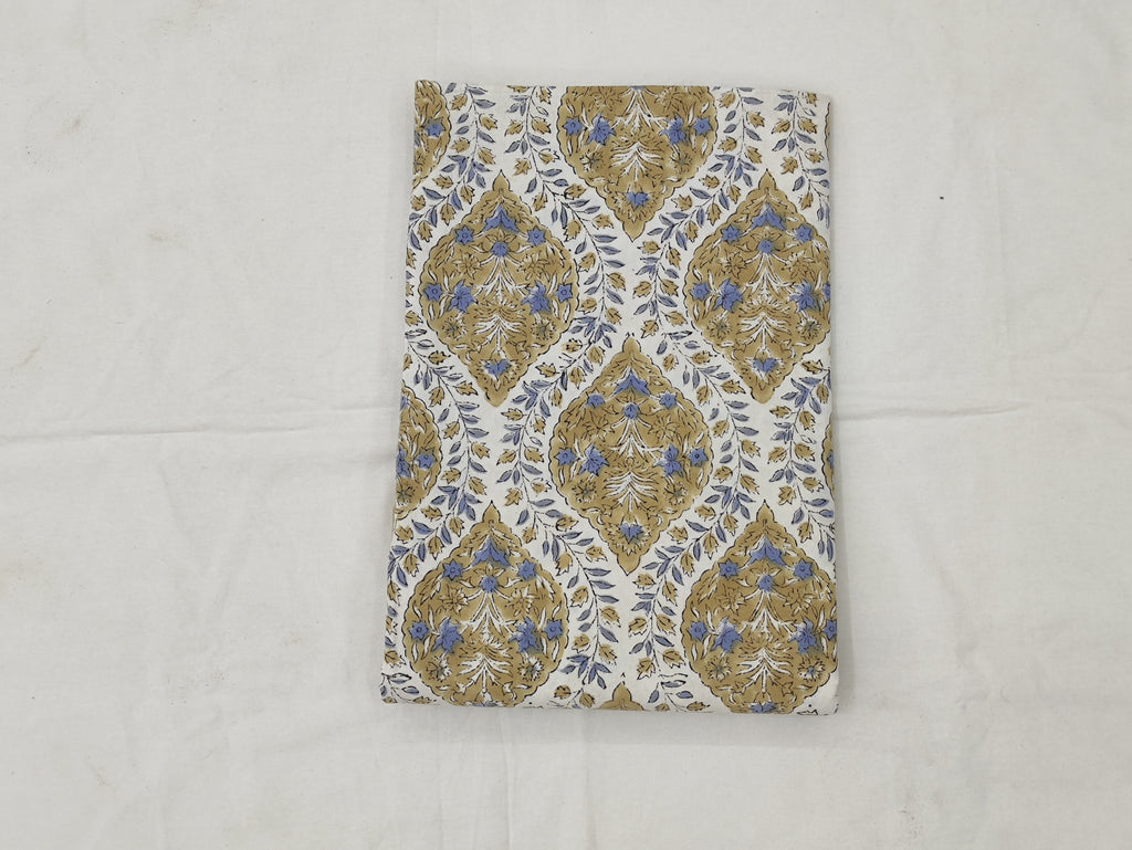 Brown and White colour Pure Cotton Block Print Fabric by the Yard, fabric by the meter, Indian Wood Block, Handstamped