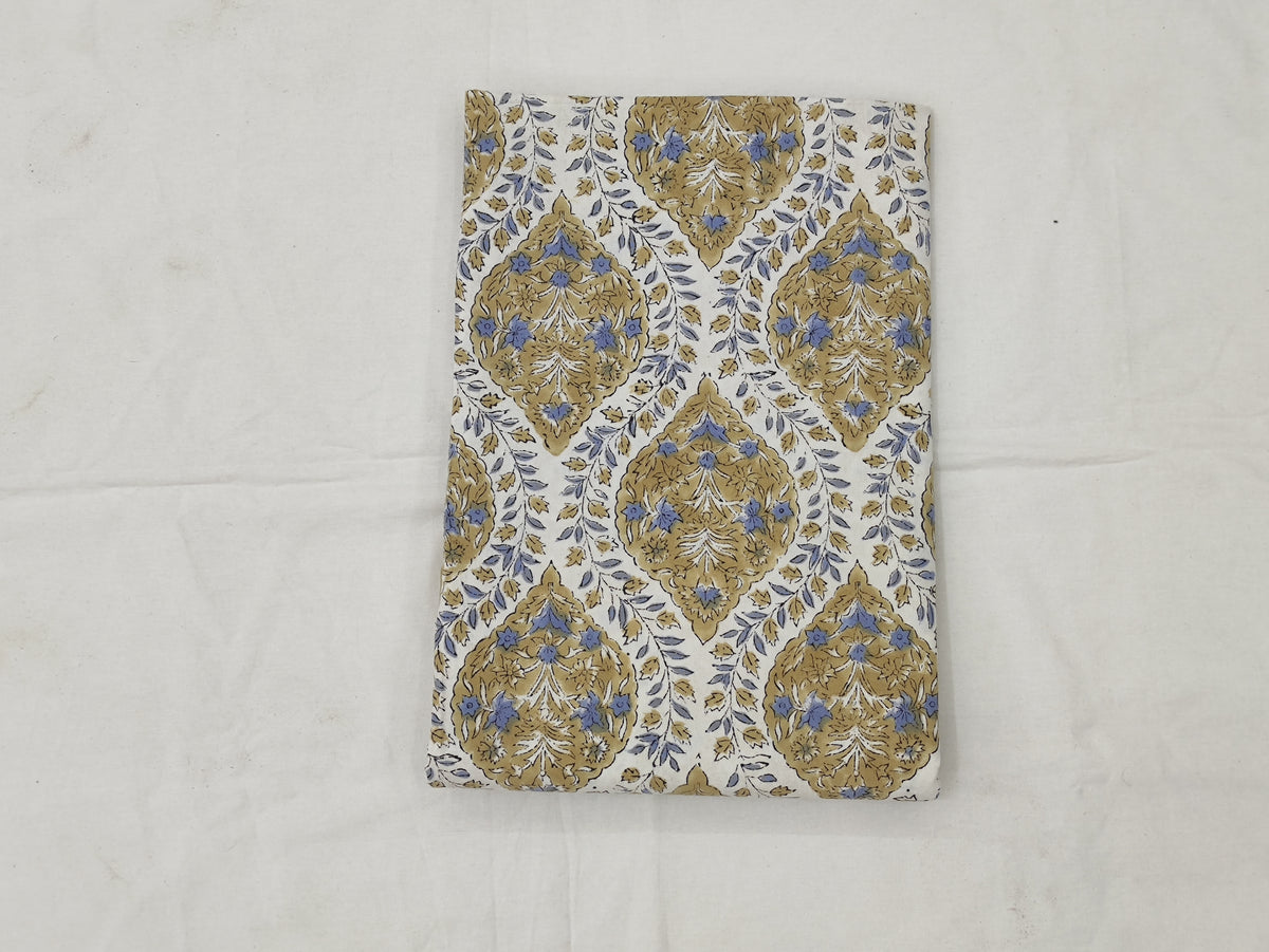 Brown and White colour Pure Cotton Block Print Fabric by the Yard, fabric by the meter, Indian Wood Block, Handstamped