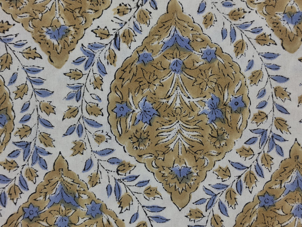 Brown and White colour Pure Cotton Block Print Fabric by the Yard, fabric by the meter, Indian Wood Block, Handstamped