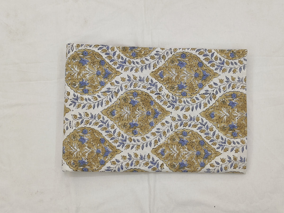 Brown and White colour Pure Cotton Block Print Fabric by the Yard, fabric by the meter, Indian Wood Block, Handstamped