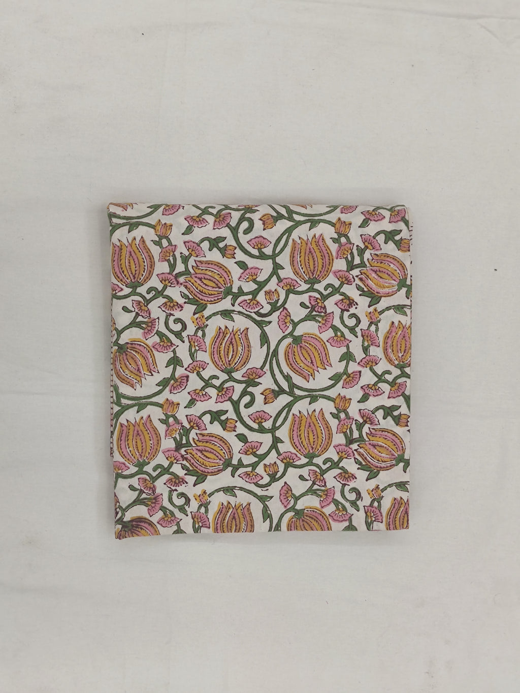 Hand Block Print Cotton Fabric: Floral Mughal Design, By The Yard