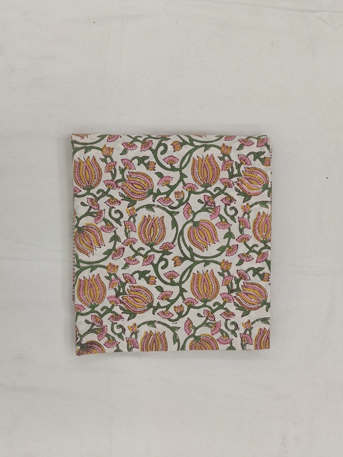 Hand Block Print Cotton Fabric: Floral Mughal Design, By The Yard
