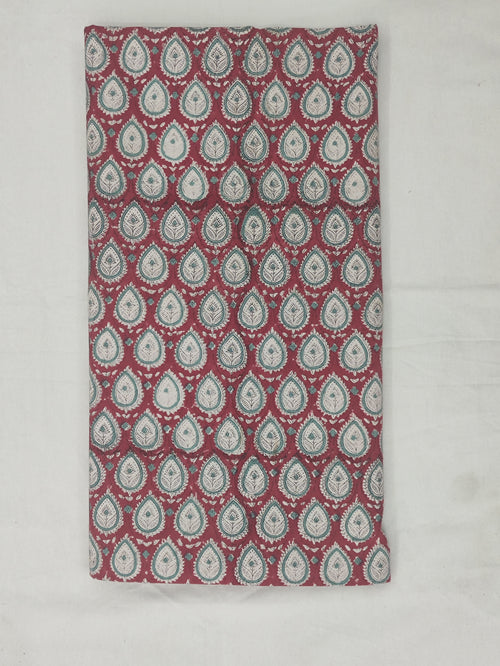 Block Print Cotton Fabric: Indian Mughal Floral Fabric by the Yard