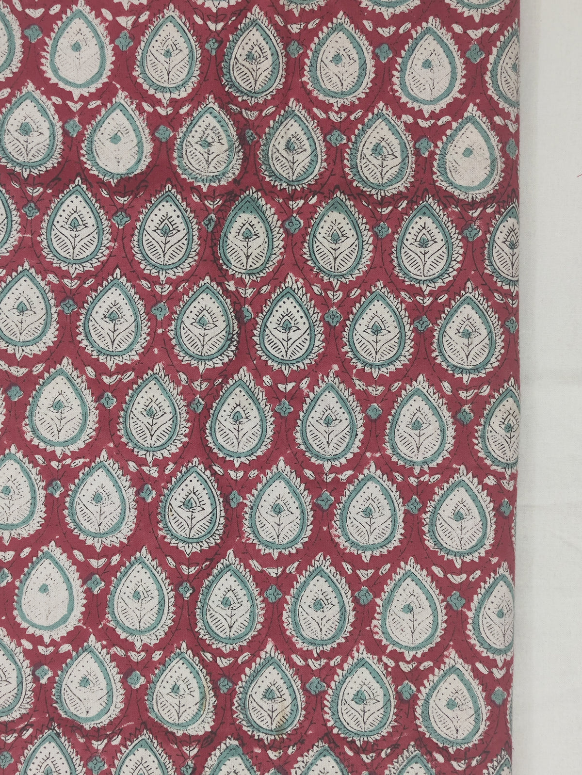 Block Print Cotton Fabric: Indian Mughal Floral Fabric by the Yard