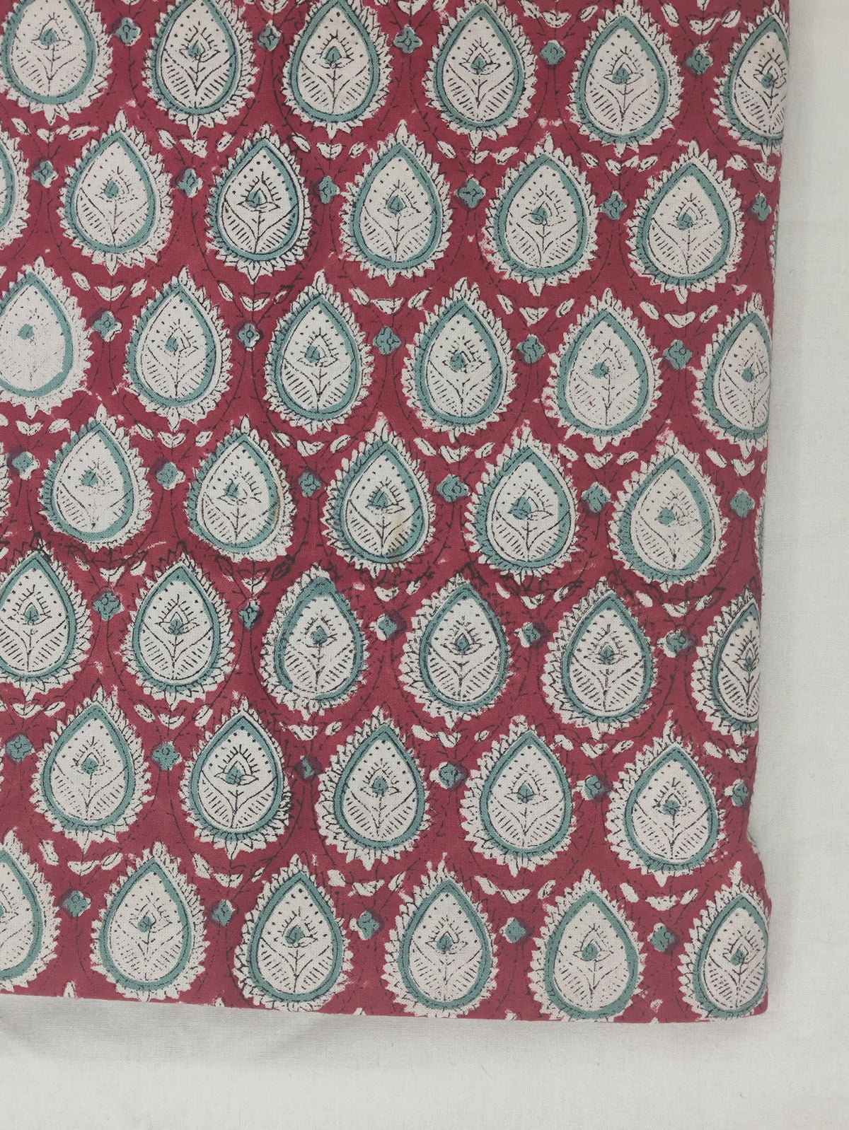Block Print Cotton Fabric: Indian Mughal Floral Fabric by the Yard