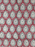 Block Print Cotton Fabric: Indian Mughal Floral Fabric by the Yard