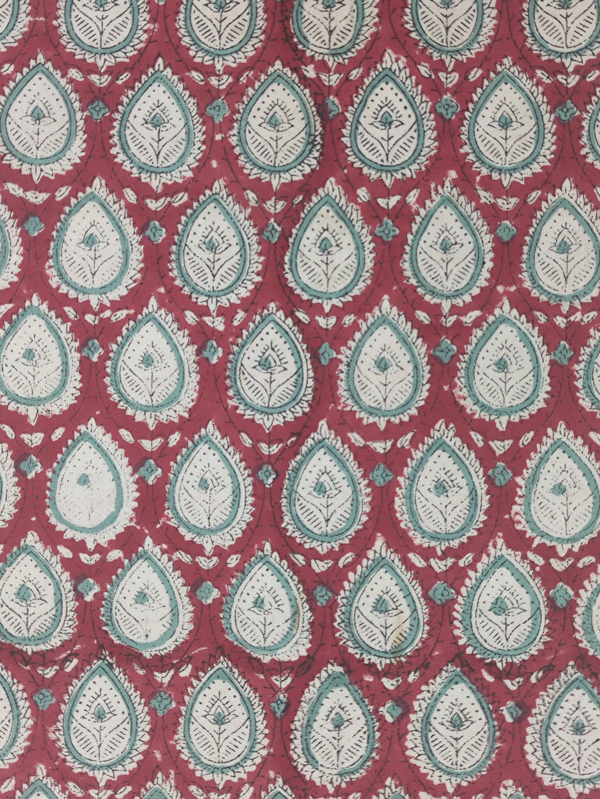 Block Print Cotton Fabric: Indian Mughal Floral Fabric by the Yard