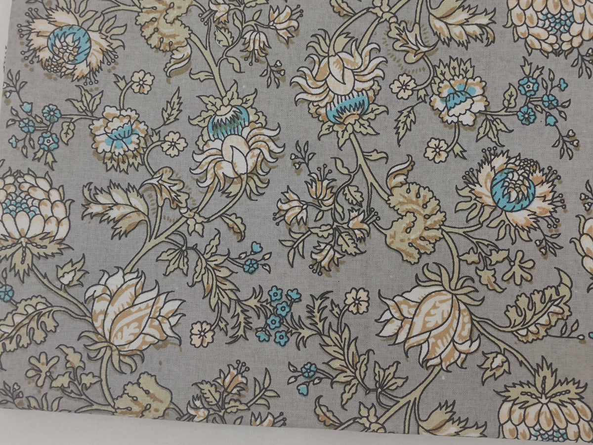 Floral Block Print Cotton Fabric, Purple Indian Fabric By The Yard