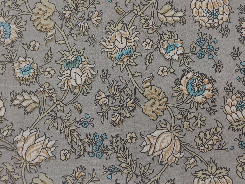 Floral Block Print Cotton Fabric, Purple Indian Fabric By The Yard